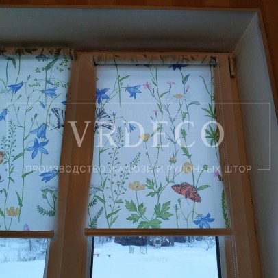 Рулонные шторы Мини с рассеивающей тканью Флора белый - СНТ Дони фото 3