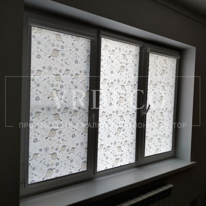 Рулонные шторы UNI 2 с тканью Птички белый - Тельмана фото 3