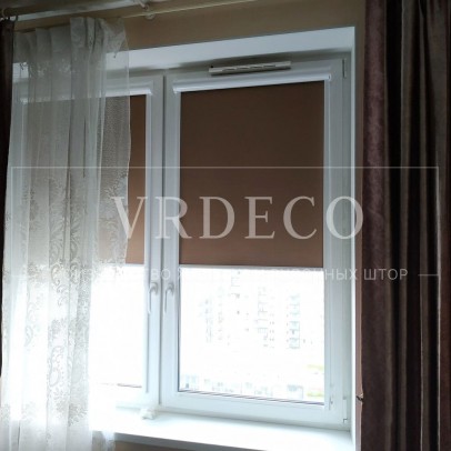 Рулонные шторы UNI 2 с тканью Альфа ALU Blackout коричневый - ул Адмирала Коновалова
